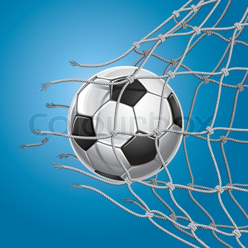 800x800 Soccer Goal. Soccer Ball Or Football Breaking Through The Net Of