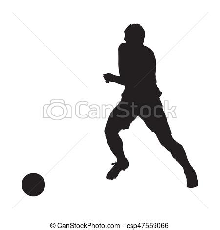 450x470 Running Soccer Player, Vector Silhouette.