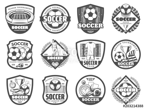 500x375 Football Or Soccer League Heraldic Shield Badge Stock Image And