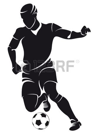 323x450 Vector Football (Soccer) Player Running Silhouette With Ball In