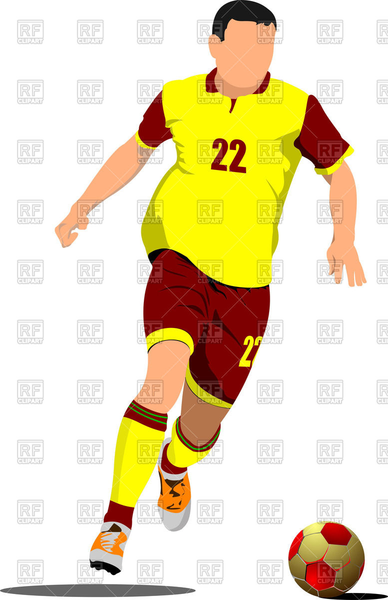 777x1200 Yellow Red Silhouette Of Soccer Player With Football Ball Vector