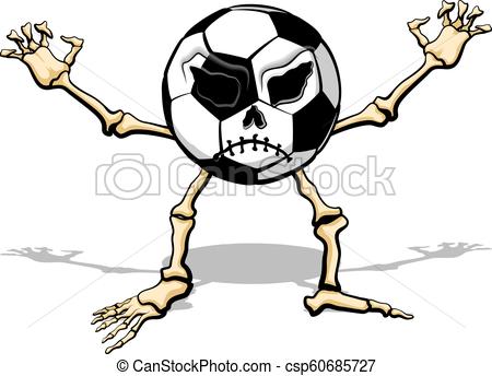 450x344 Monster Soccer. Soccer Ball And Football As A Cartoon Skeleton For