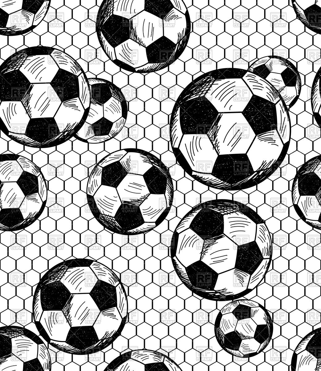 1039x1200 Football (Soccer) Theme Seamless Pattern In Sketch Style Vector
