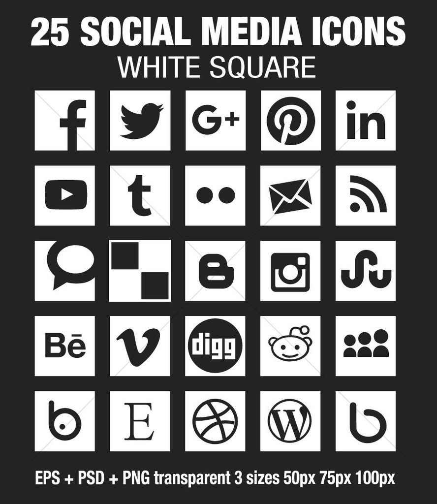 888x1024 Square Social Media Icons