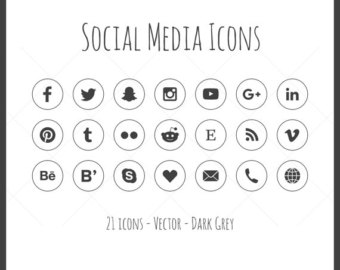340x270 Vector Social Media Icons 21 Icons Dark Gray Solid Icon Etsy