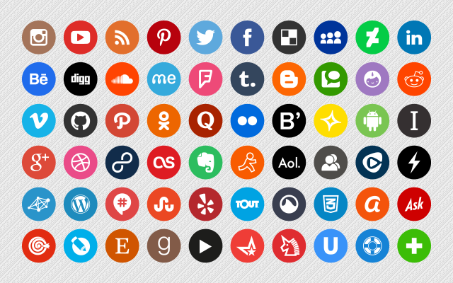 640x400 250 Premium Colorful Round Vector Social Media Icons Social