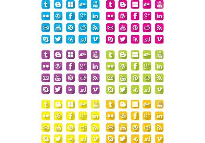 700x490 Free Long Shadow Social Icons