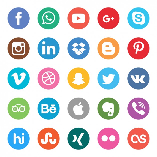 626x626 Colors Social Buttons Set Vector Free Download
