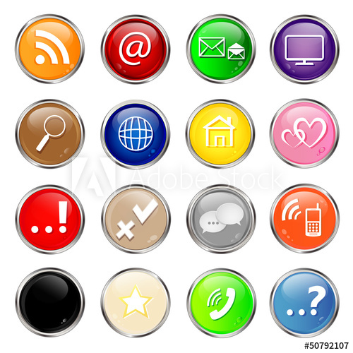 500x500 Set Of Social Media Glossy Buttons. Vector.