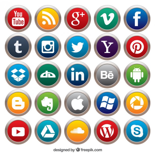 626x626 Social Media Buttons Vector Free Download