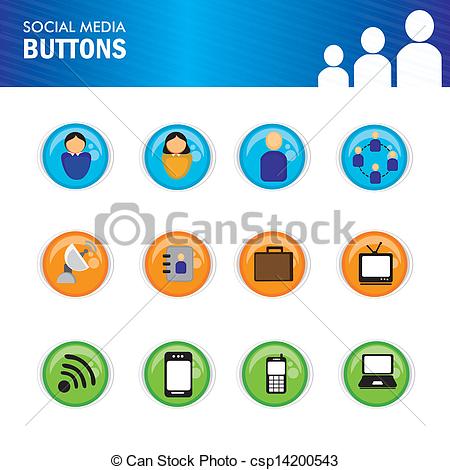450x470 Social Media Buttons Over White Background Vector Illustration .