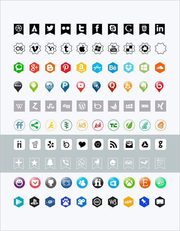 585x750 Social Media Buttons Free Psd, Eps, Vector Format Download