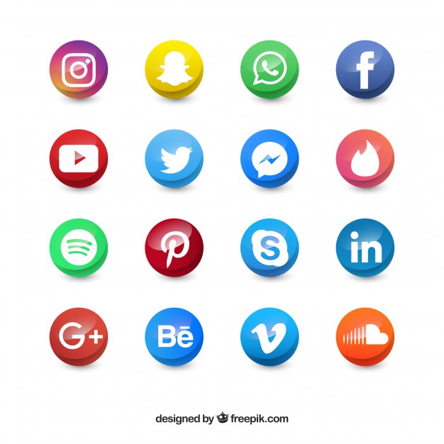 626x626 Colored Social Media Circle Icons Vector Free Download