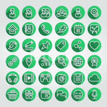 440x440 Flat Social Media Icons Round Green Set Stock Vector