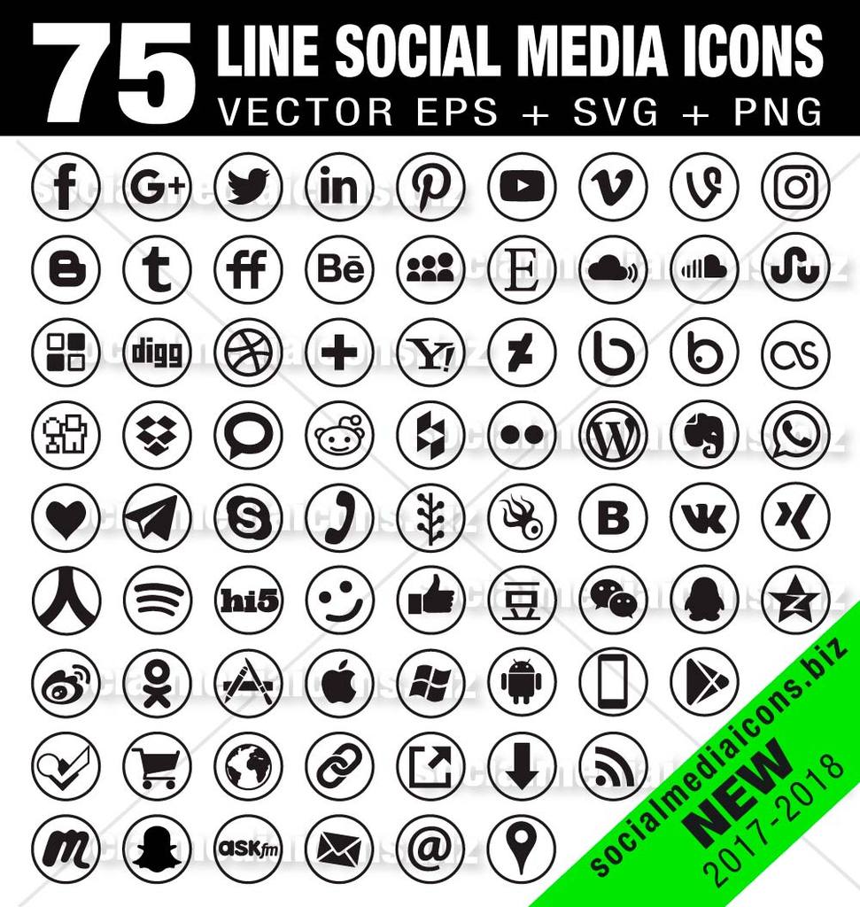 971x1024 Line Social Media Icons