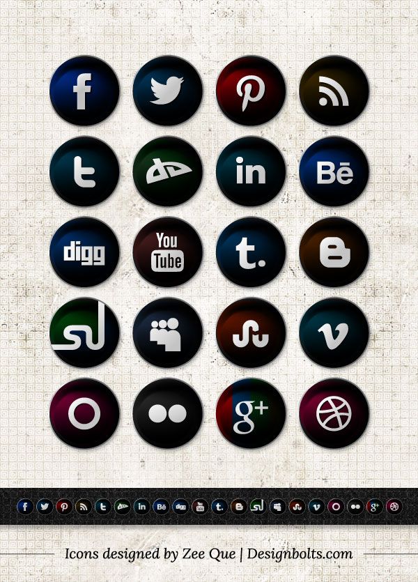 600x835 Social Media Icons Vector Round (8 Images)