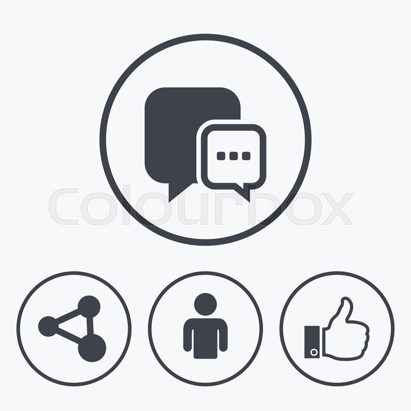 800x800 Social Media Icons. Chat Speech Bubble And Share Link Symbols