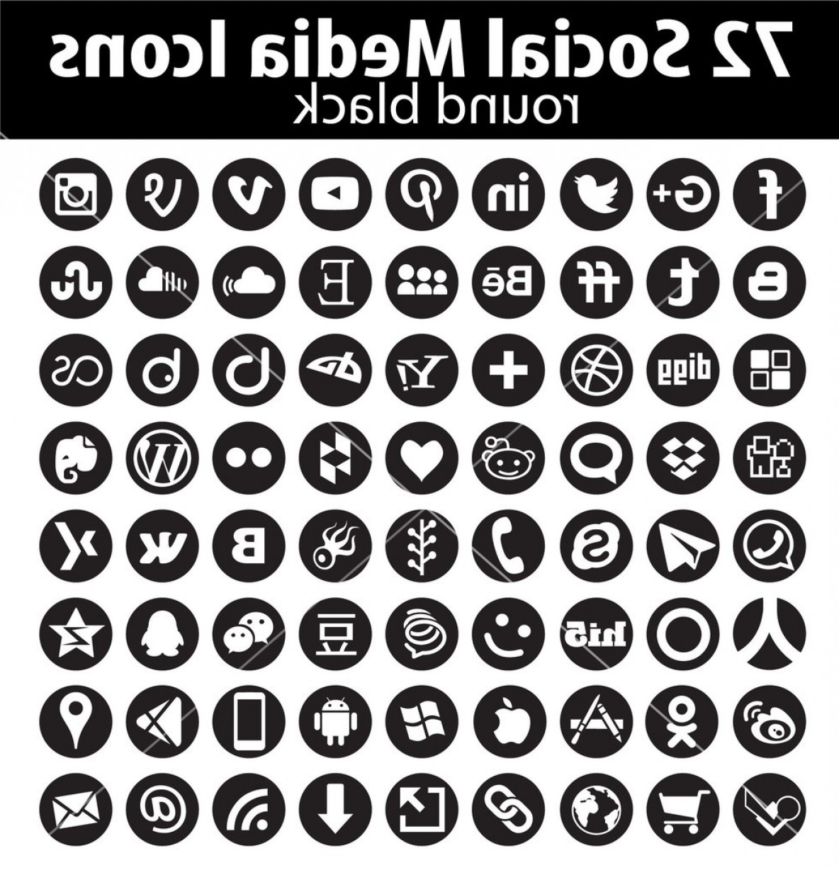 1184x1228 Vector Round Social Media Icons Black Lazttweet