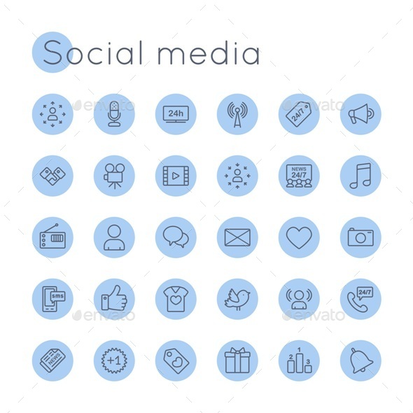 590x590 Vector Round Social Media Icons By Dashadima Graphicriver