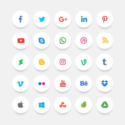 490x490 Flat Minimal Social Media Icons
