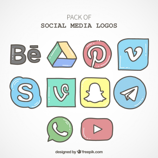 626x626 Pack Of Hand Drawn Social Media Icons Vector Free Download