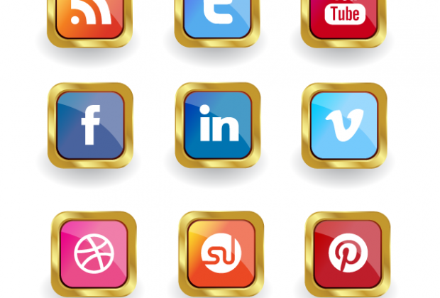 620x420 Premium Members Golden Vector Social Media Icon Set Creative Nerds