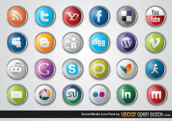 600x420 Social Media Icons Vector Free Pack 123freevectors