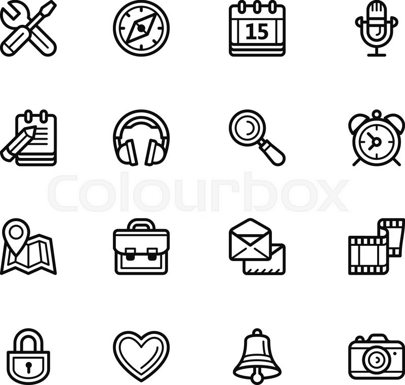 800x761 Social Media Icons Vector Simple Linear Style, On A White
