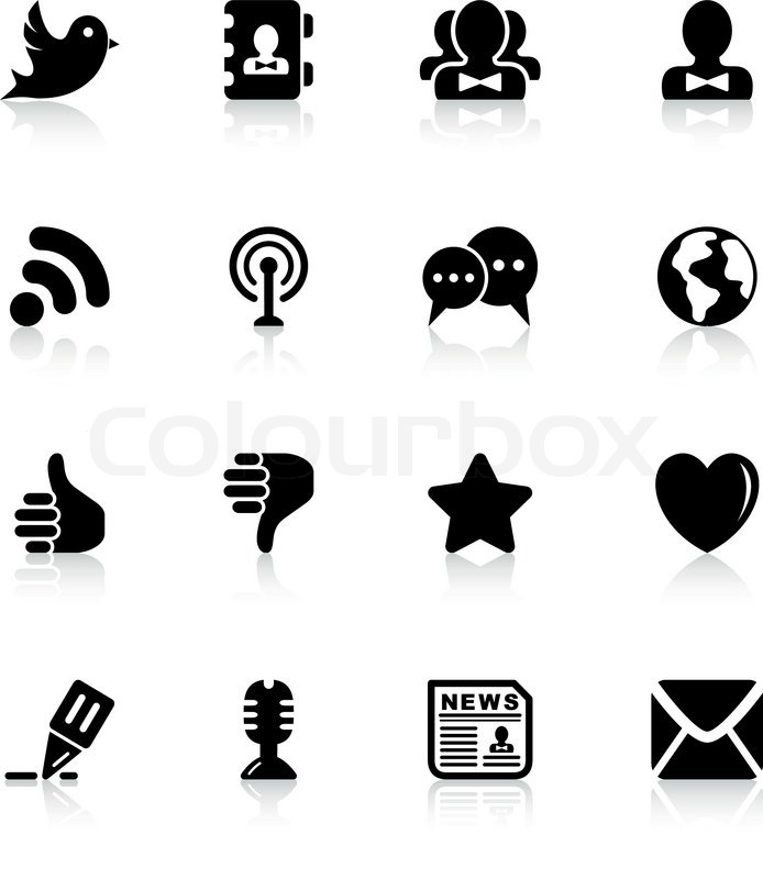 694x800 Blog And Social Media Icons Black Series Stock Vector Colourbox