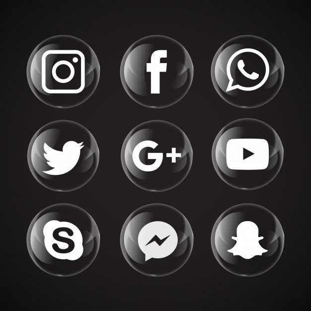 626x626 Transparent Bubble Social Media Icons Vector Free Download