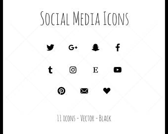 340x270 Vector Social Media Icons 21 Icons Dark Gray Outline Style Etsy