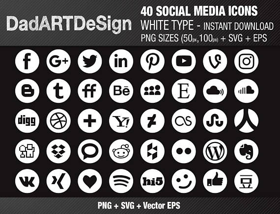 570x437 40 Social Media Icons Set
