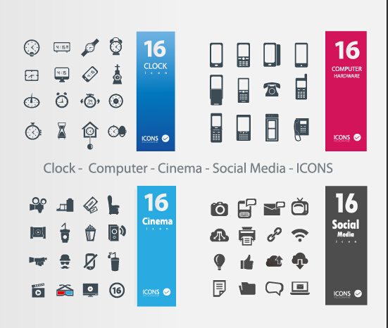 551x466 Clock Computer Cinema Social Media Icons Vector Free Download