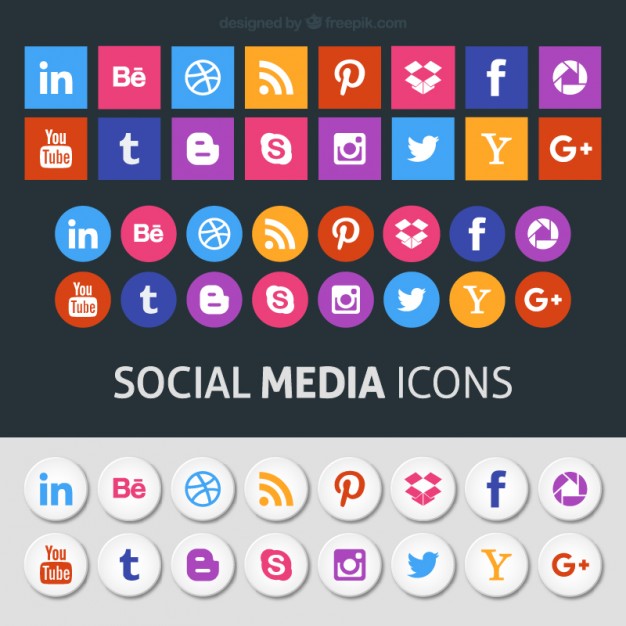 626x626 Colored Social Media Icons Vector Free Download