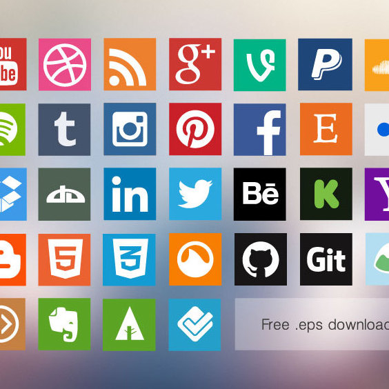 564x564 Flat Social Media Icons Free Vector Download 202749 Cannypic