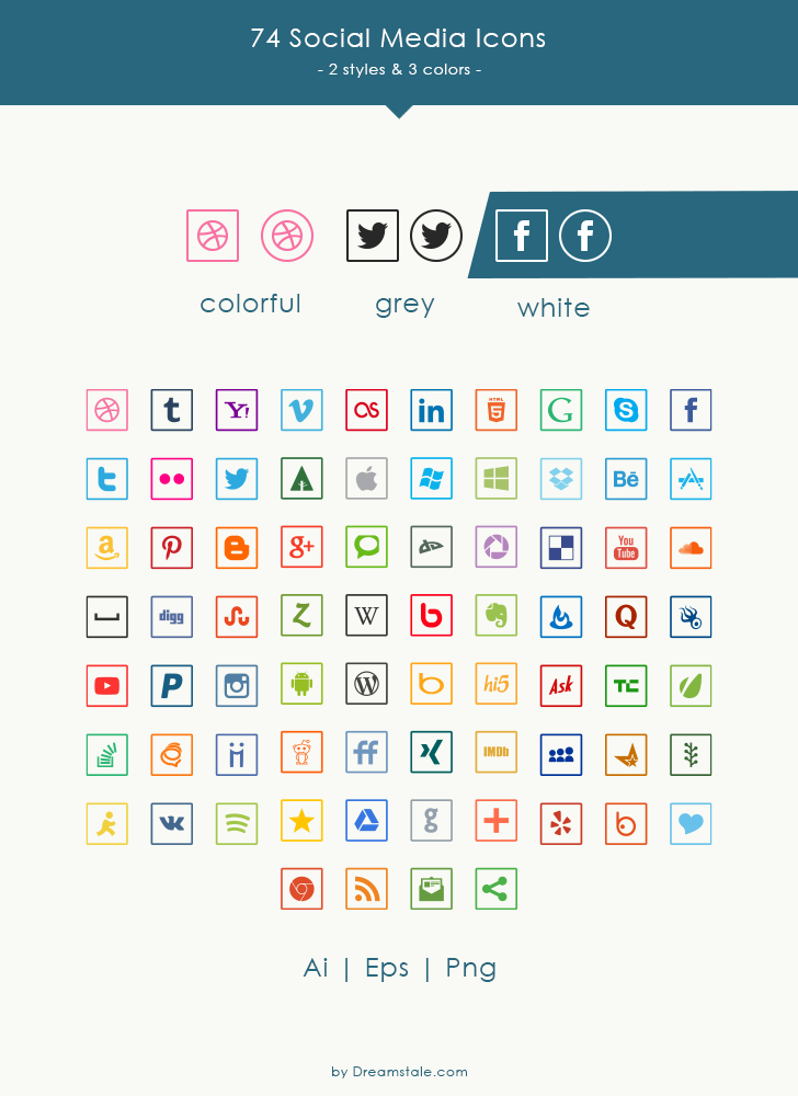 728x1000 Freebie 74 Thin Social Media Icons