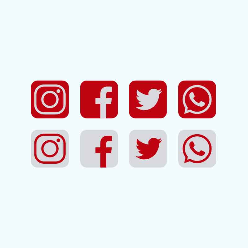800x800 Red Social Media Icons Collection Free Vector Download