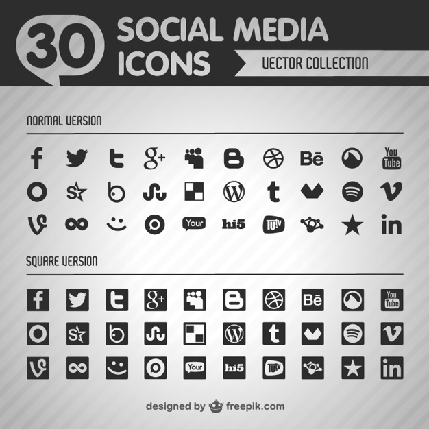 626x626 Social Media Black Icons Vector Free Download