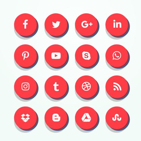 490x490 3d Red Social Media Icons Pack