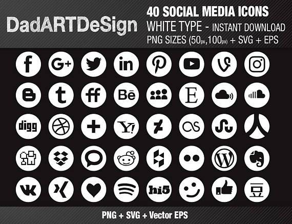 570x437 40 Social Media Icons Set