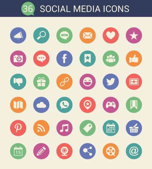 513x570 Social Media Flat Circle Icons