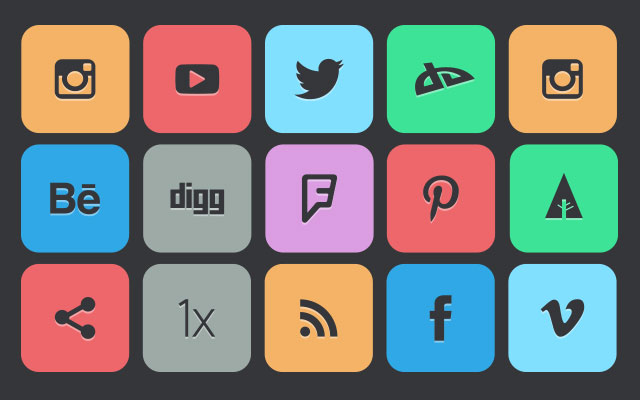 640x400 130 Flat Social Media Icons 512 Px Png + Vector Ai Social