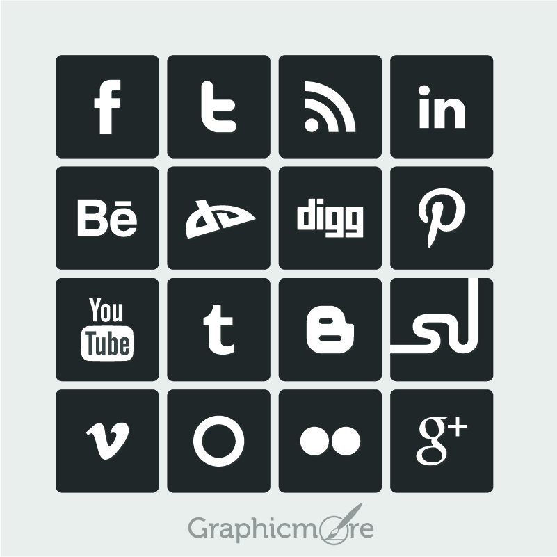 801x801 Simple Social Media Icons Free Vector Design