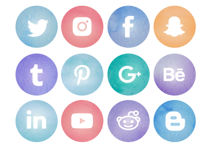 700x490 Watercolor Social Media Logos