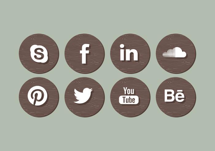 700x490 Vector Wood Social Media Icons