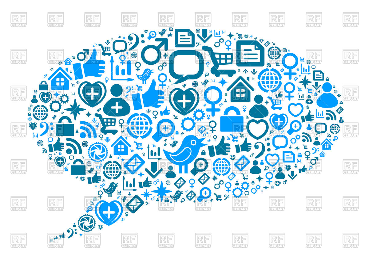 1200x858 Social Media Icons Texture In Talk Bubble Shape Vector Image