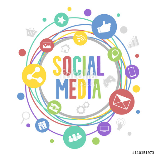 500x500 Social Media Vector Concept With Circle Colorful Icons. Social