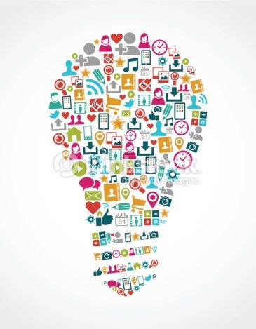 365x469 Vector Art Isolated Colorful Social Media Icons Idea Light Bulb
