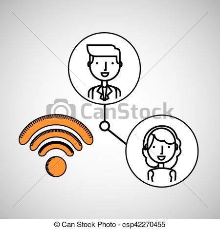 450x470 Boy And Girl Draw Internet Social Media Vector Illustration Eps 10.