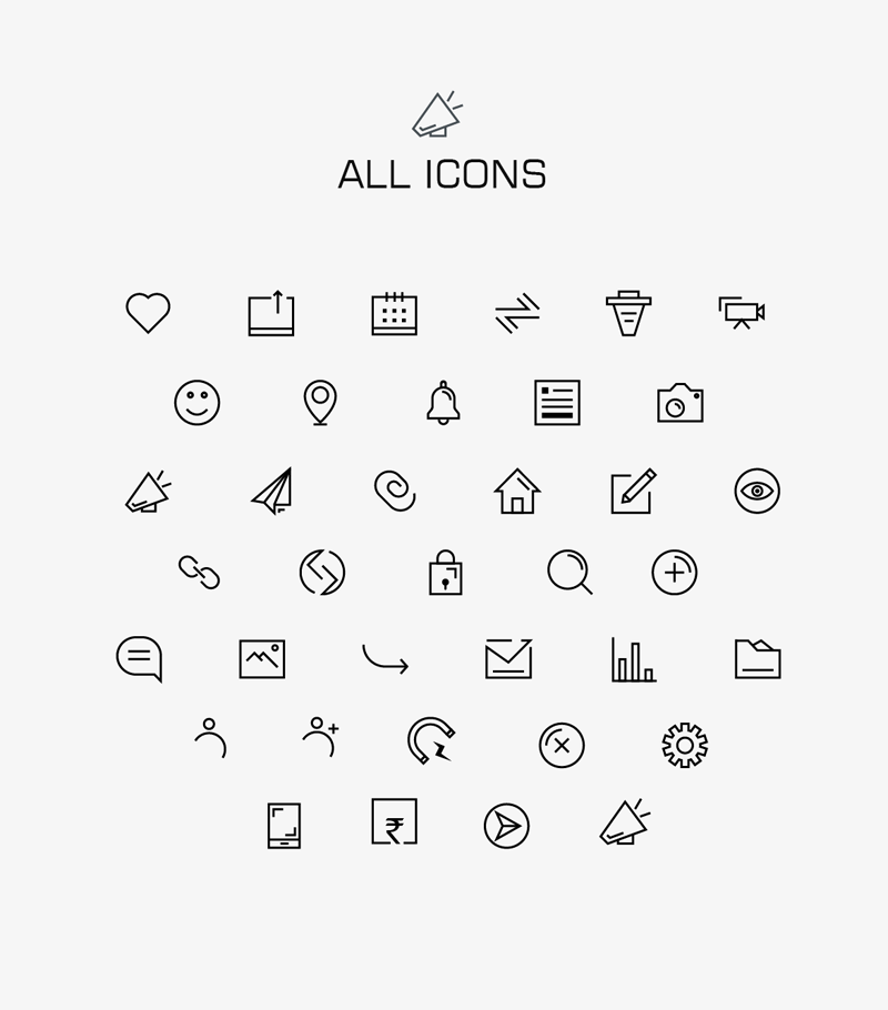 800x910 Free Vector Social Media Line Icon Set